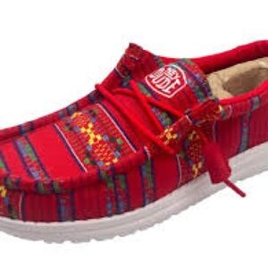 Women’s sz 8 Wendy Hey Dudes Boho Stripe Chili Pepper